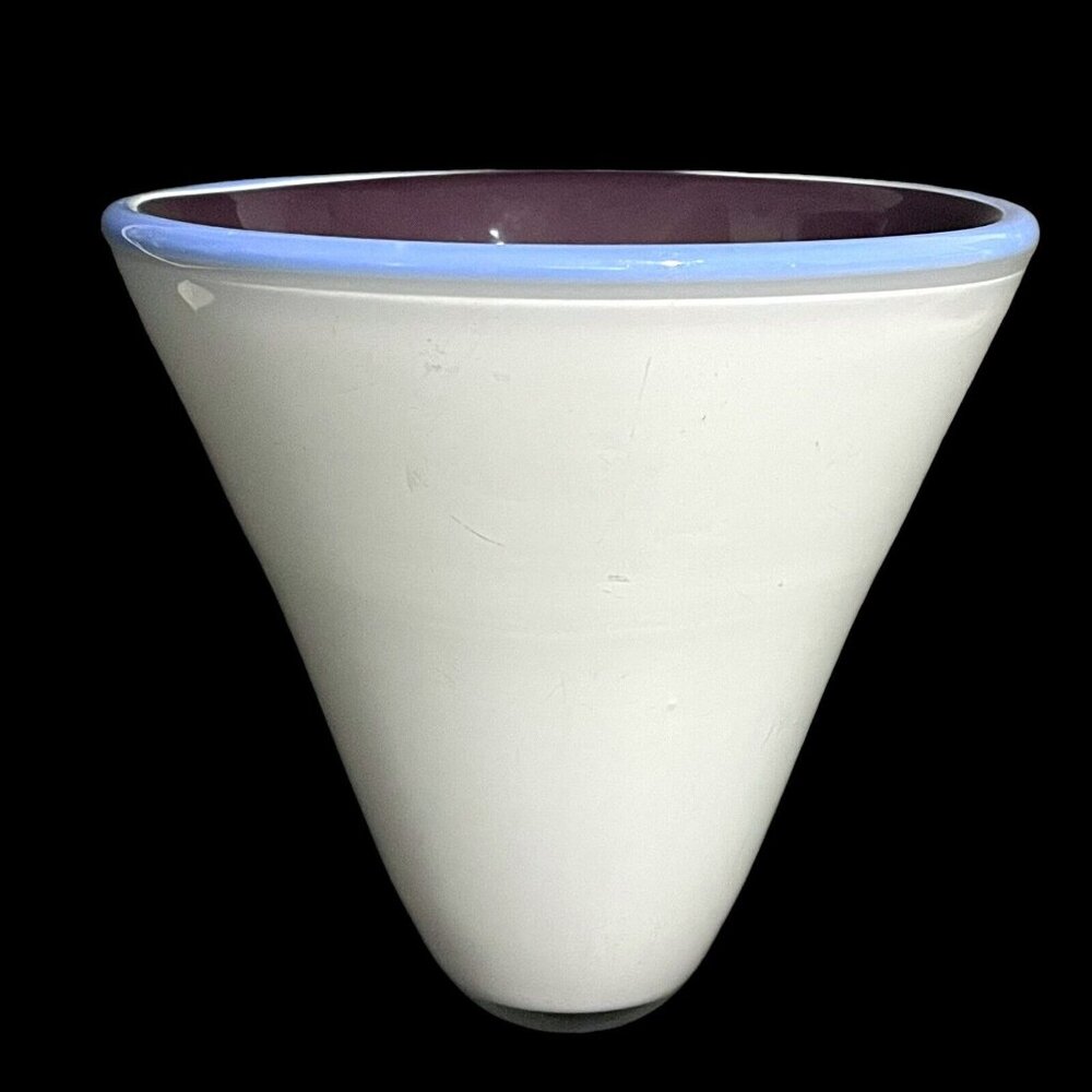 Vintage 1980s Henry Dean Art Glass Sculpture - Unique Belgian Conic Vase